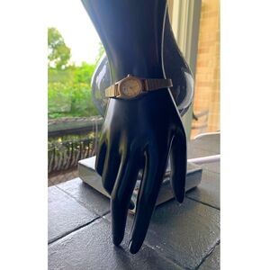 Times Square Polished Gold Diamond Marker Women's Stretch watch, Signed